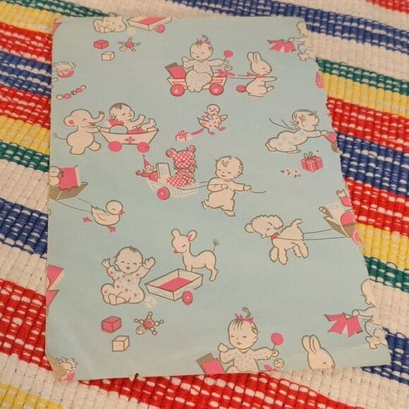 MCM Vintage 50s 60s 70s new baby shower wrapping paper lot - Picture 5 of 16